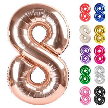 Rose Gold Number 8 Balloon 40 Inch, 8 Balloon Number, 8Th Birthday Decorations, Rose Gold Party Supplies For Boys Girls