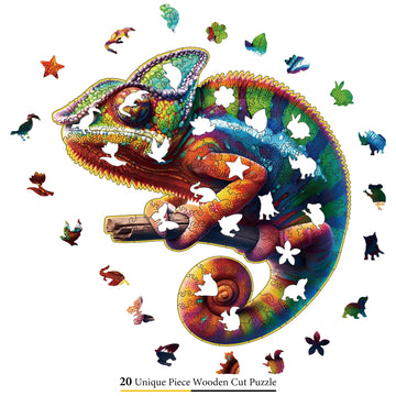 Amphol Wooden Jigsaw Puzzles, 200 Pieces Lizard Wooend Puzzles For Adults With Unique Shape, Medium 9.8''X10.3'' Wooden Puzzles