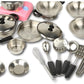Miniature Toy 17-Piece Stainless Steel Pots And Pans Set , Magikon Pretend Play Kitchen Cooking Utensils Toy