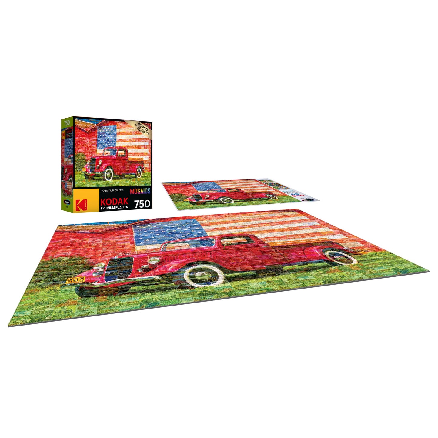 Roseart - Kodak Premium Mosaics - American Pickup Truck - 750 Piece Jigsaw Puzzle For Adults