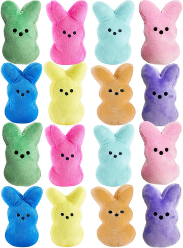 Perukoyo 16Pcs Easter Stuffed Bunny Plush Toys,Easter Bunny Bulk Stuffed Animals Plushie For Kids Boys Girls Toddler,Easter Bask