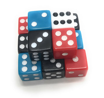 Funiverse 100 Bulk 16mm Dice 4 Color Assortment (Red, Blue, Black and White)
