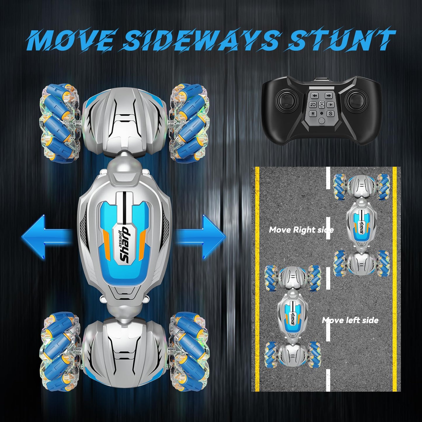 Remote Control Car - Gesture Sensing Stunt 2.4GHz 360 Rotating 4WD Transform RC Car, Brithday Gift for Boys Girls 4 5 6 7 8 9 10
