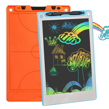 LCD Writing Tablet for Kids Set of 2 - Colorful Doodle Board - 10 Inch Erasable Reusable Drawing Pad- Orange Blue, Learning Toys