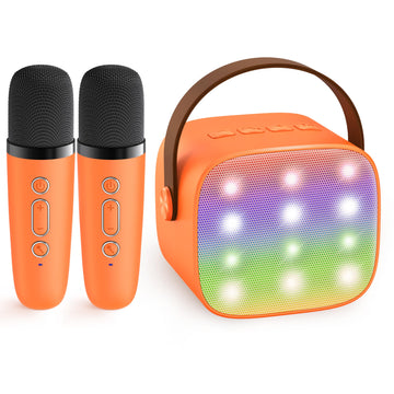 YLL Mini Karaoke Machine for Kids Adults, Portable Bluetooth Speaker with 2 Wireless Microphones, Birthday Gifts Toys for Girls 