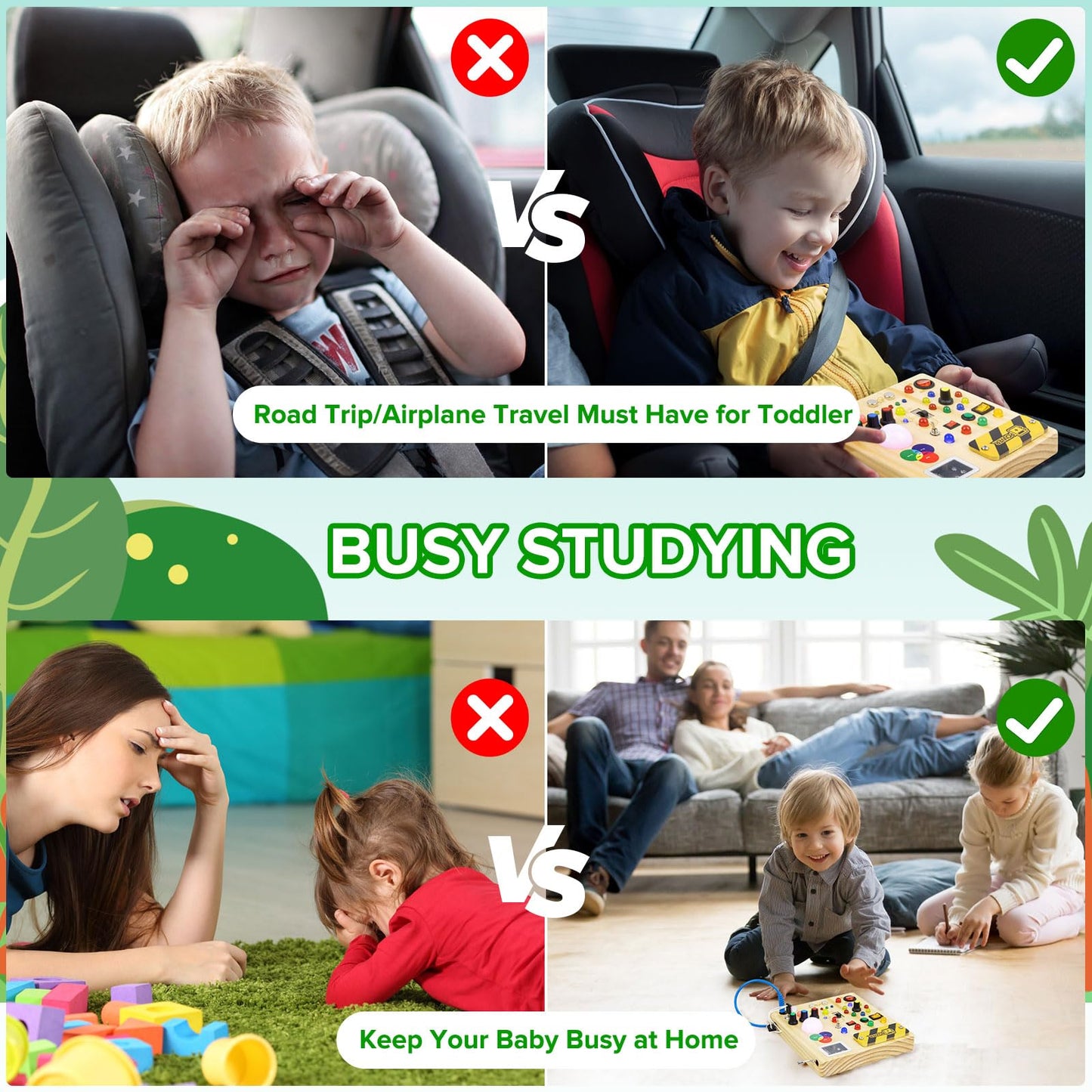 Sumsoltic Toddler Busy Board,Montessori Toys For 1-3 Year Old Boys,Sensory Travel Toys,Preschool Learning Activities,Christmas &