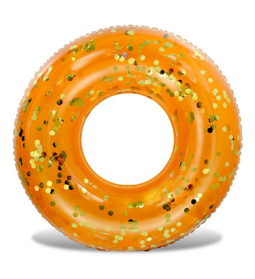 POZA Inflatable Pool Float Tube - enhanced Sparkly Confetti Pool Float  Inflatable Tube Ring Pool Float for Kids  mature-themeds  Heavy Duty Pool Ring Party Float for Beach  Lake - 36 Inch  Orange Gold
