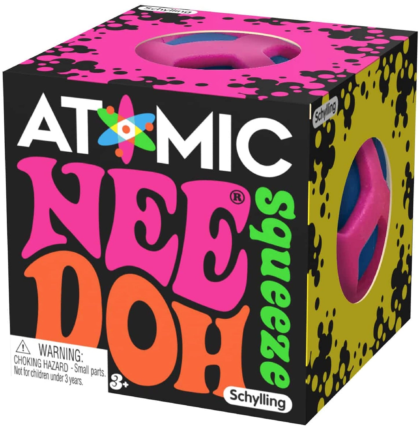 Schylling Atomic Nee Doh...Groovy Glob! Squishy, Squeezy, Stretchy Stress Fidget Balls Blue, Yellow & Pink Complete Gift Set Par