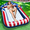 American Flag Pool Floats For Adults With Pillow & Cup Holder, 70'' X 46'' Large Inflatable Tanning Pool Float Lounger, Sunbathi