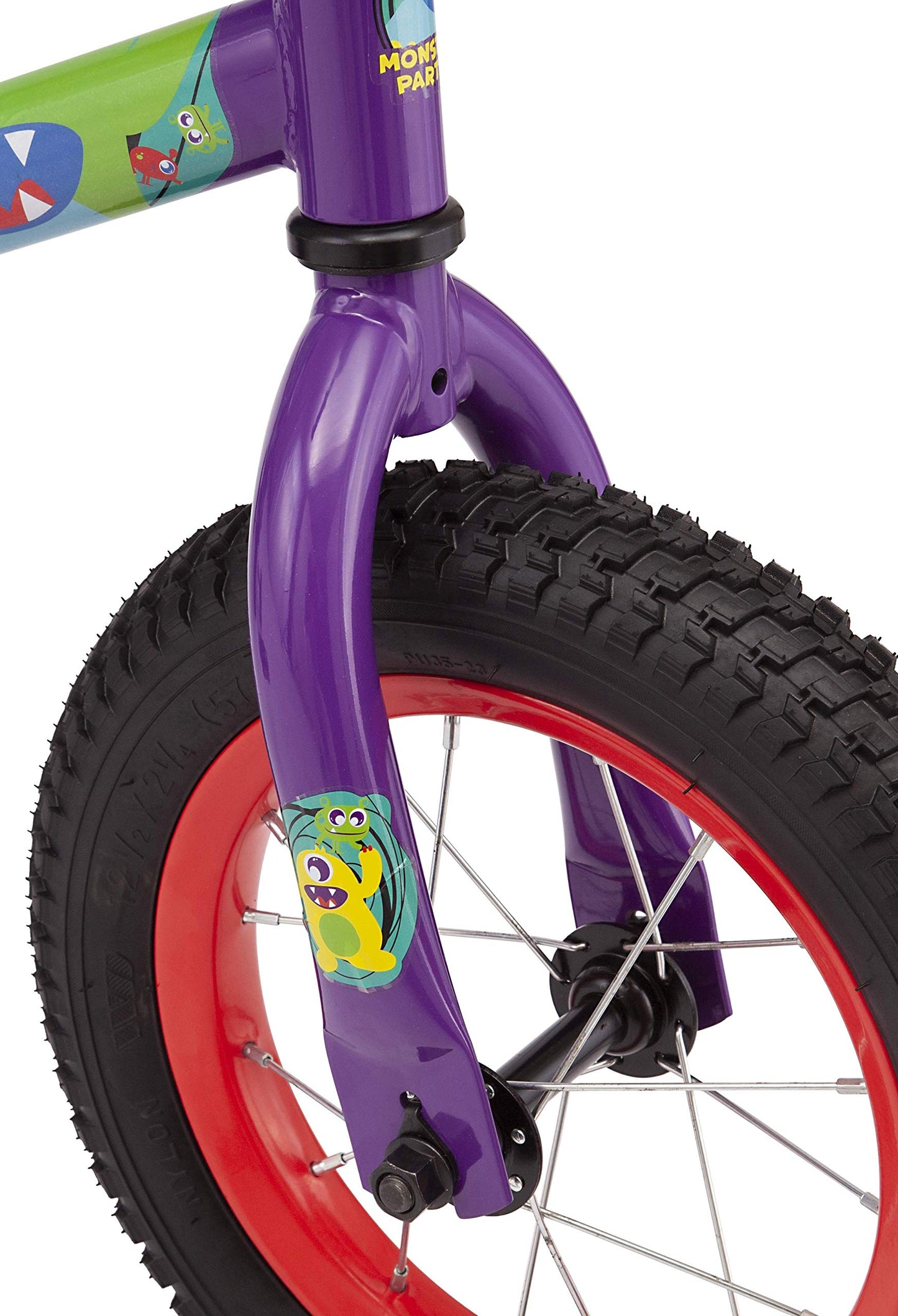 Pacific Funny Monsters Character Kids Bike For Boys And Girls, Ages 3-5 Year Old, 12-Inch Wheels, Steel Frame, Coaster Brakes, Adjustable & Quick Release Seat, Purple