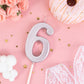 PHD CAKE 2.76 Inch Modern Rose Gold 6 Number Birthday Candles, Cake Candles for Party Celebration