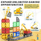 Kids Games Magnetic Tiles Road Set With Extendable Magnetic Crane, City Construction Building Toys For Toddlers Stem Preschool Toys Ages 4-6 5-7, Gifts For 3+ Year Old Boys Girls Kids Toys With Car