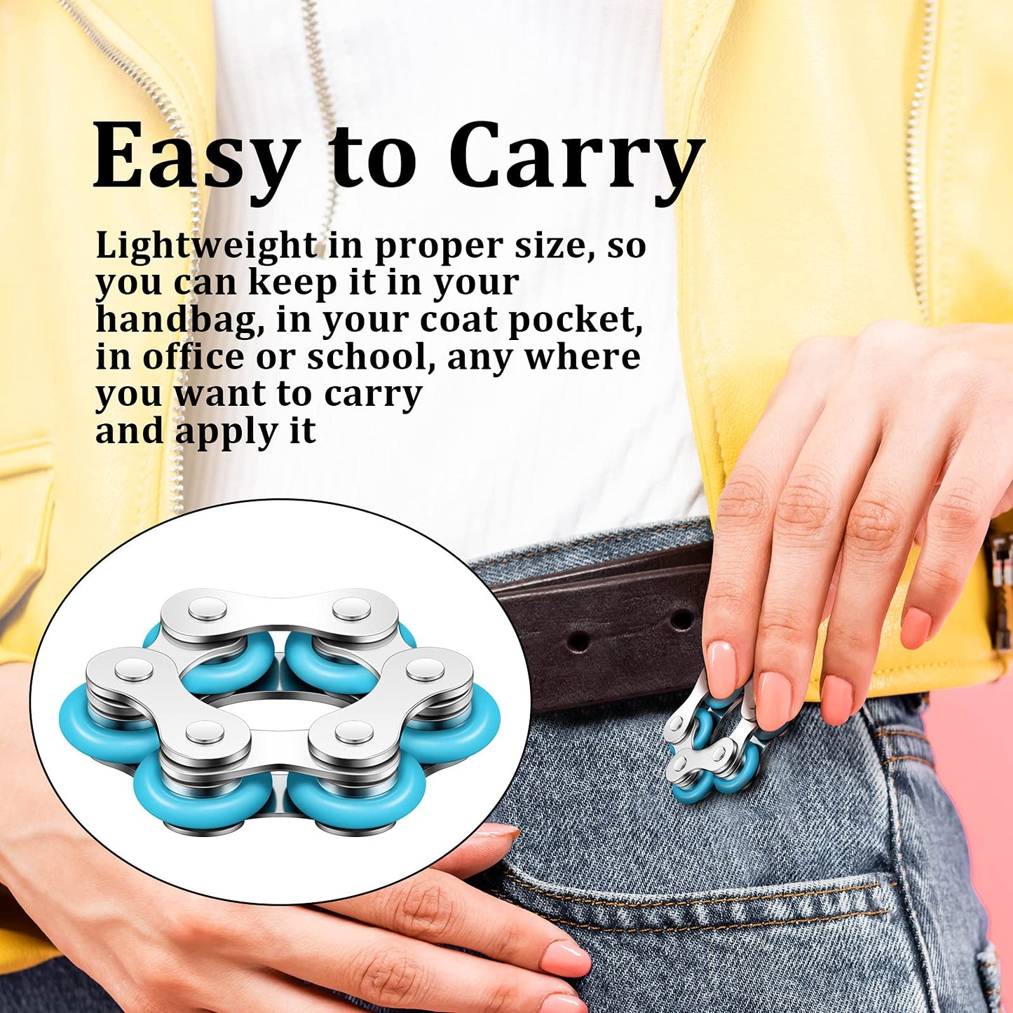 Sumind 2 Pieces Bike Chain Fidget Toys Roller Chain Fidget Toys With Six Flippy Novelty Stress Relief For Adults Anxiety Autism,