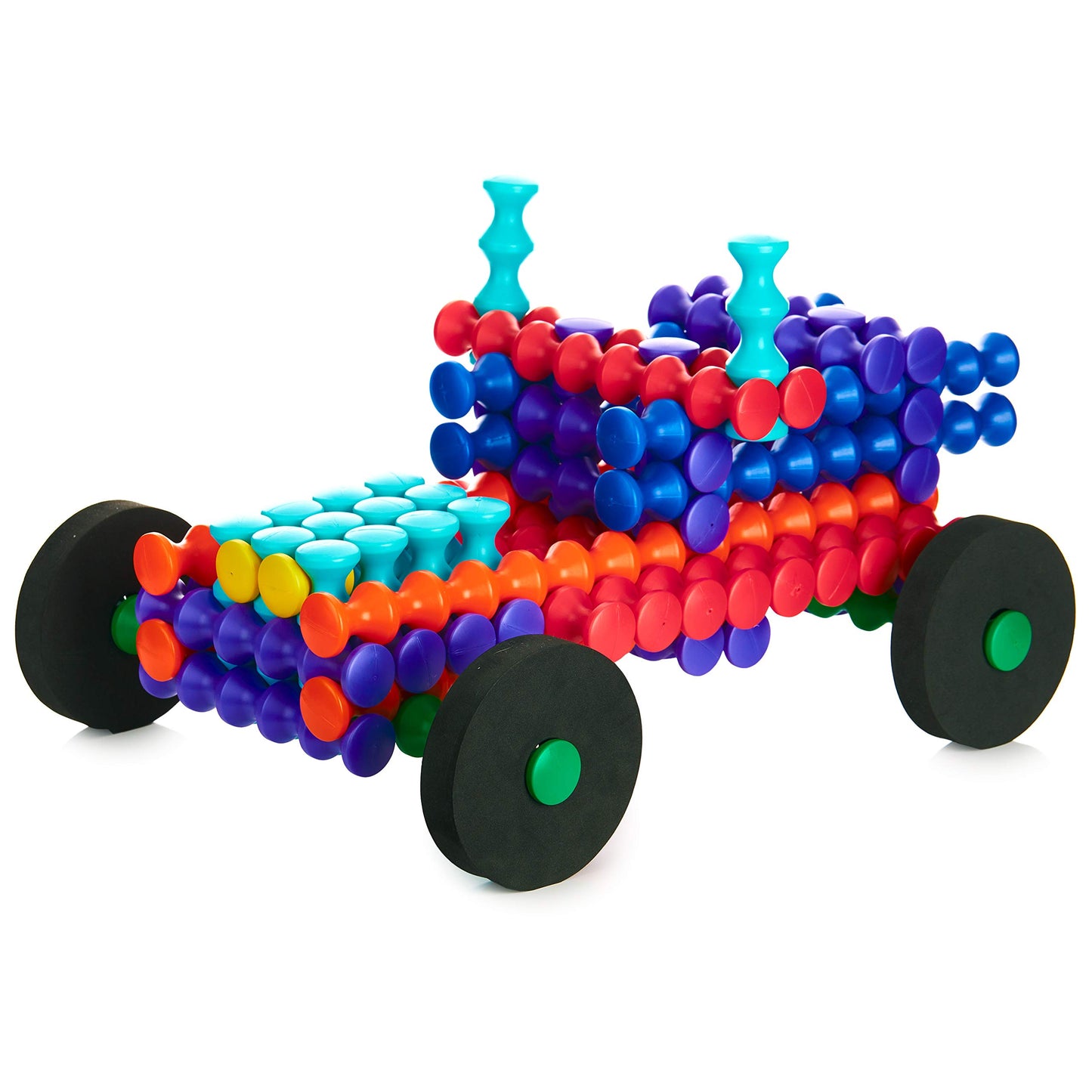 Popular Playthings Jumbo Playstix Set Construction Toy Building Blocks 80 Piece Kit, Multicolor (90020)