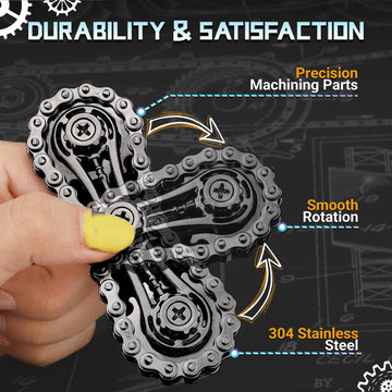 Cool Sprockets Fidget Bike Chain Hand Roller For Anxiety Relief, Assemble Fidget Spinner Ring Toy For Gift, Metal Fingertip Spin