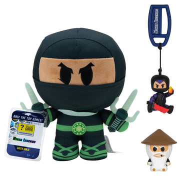 Devseries Ninja Legends Collector Bundle - Three Exclusive Virtual Item Codes With Green Ninja Plush, Sensei Squooshems, And Skyraider Hanger