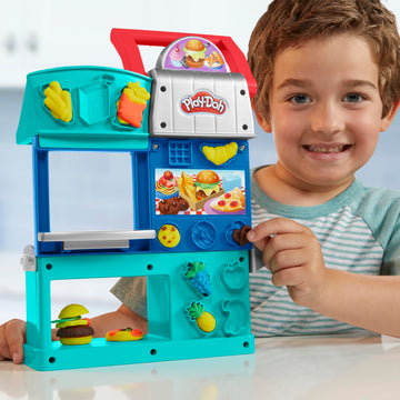 Play-Doh Kitchen Creations Busy Chef'S Restaurant Playset, 2-Sided Play Kitchen Set, Preschool Cooking Toys, Kids Arts & Crafts, Ages 3+
