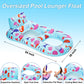 PuppyuWill 4 Pack Pool Floats mature-themed Inflatable Pool Lounger Float Heavy Duty with Cup Holder  Backrest & Footrest Pool Lounge Float Extra Large Pool Rafts for mature-themeds Beach Lake Party