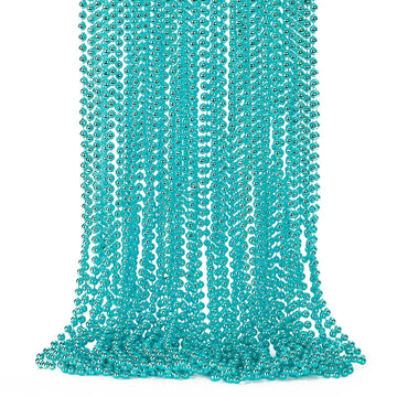 24PCS Mardi Gras Beads, Metallic Blue Bead Necklace Party Favors, 33'' Mardi Gras Necklace Women Men Stuff, Festival Parade Thro