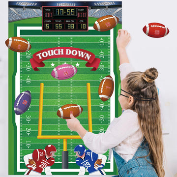 Hooqict Pin The Football On The Goalpost Football Party Games For Kids Game Day Party Supplies Boys Sports Theme Birthday Party Decorations, Large Pin The Games Poster With 36 Rugby Stickers