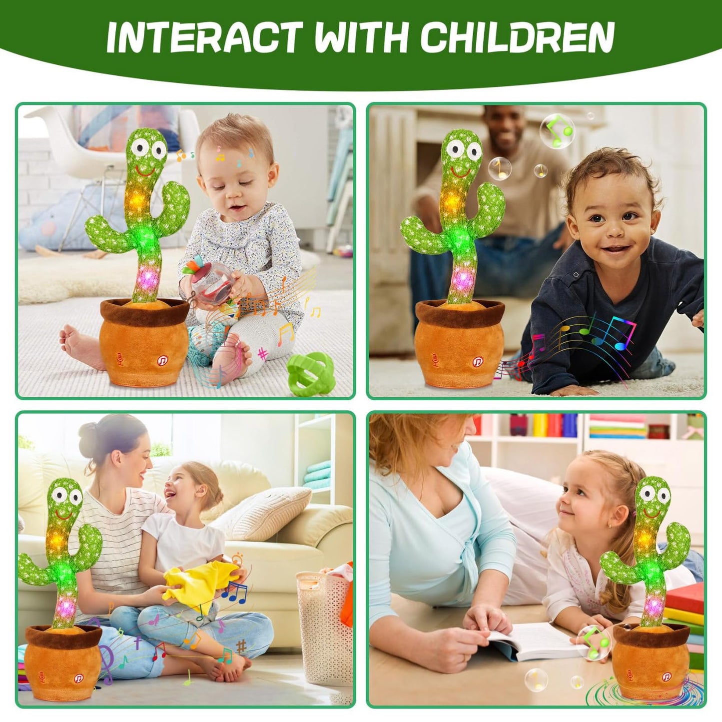 Plush Puppets Dancing Cactus Talking Cactus Baby Toys 6 To 12 Months Toys Wriggle Singing Cactus Repeats What You Say Baby Boy Toys, Plush Electric Speaking Cactus 15 Second Voice Recorder Baby Toy