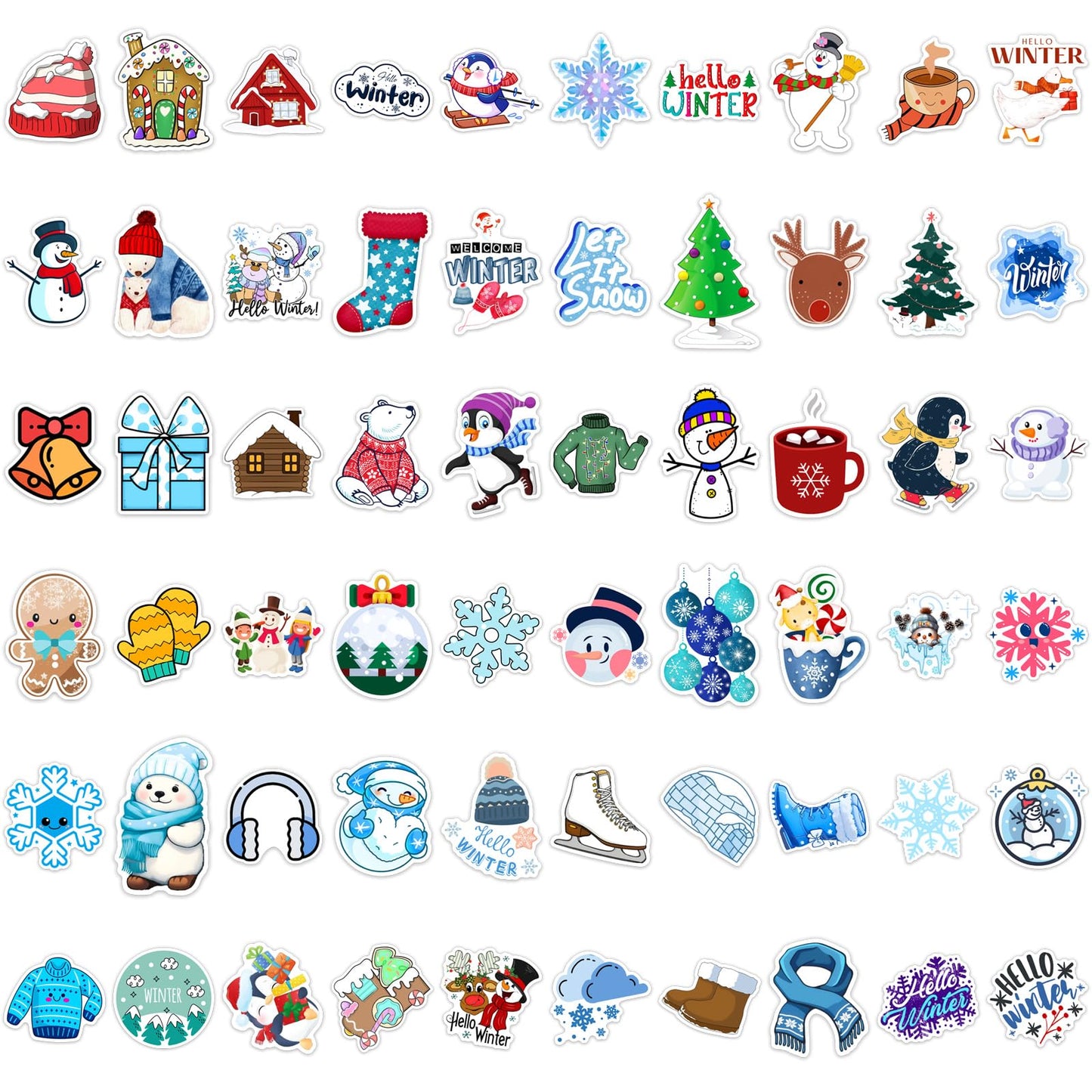 Xzentira, 103 Pcs Winter Stickers For Kids, Snowflake Stickers For Water Bottles, Hello Winter Vinyl Waterproof Stickers For Lap