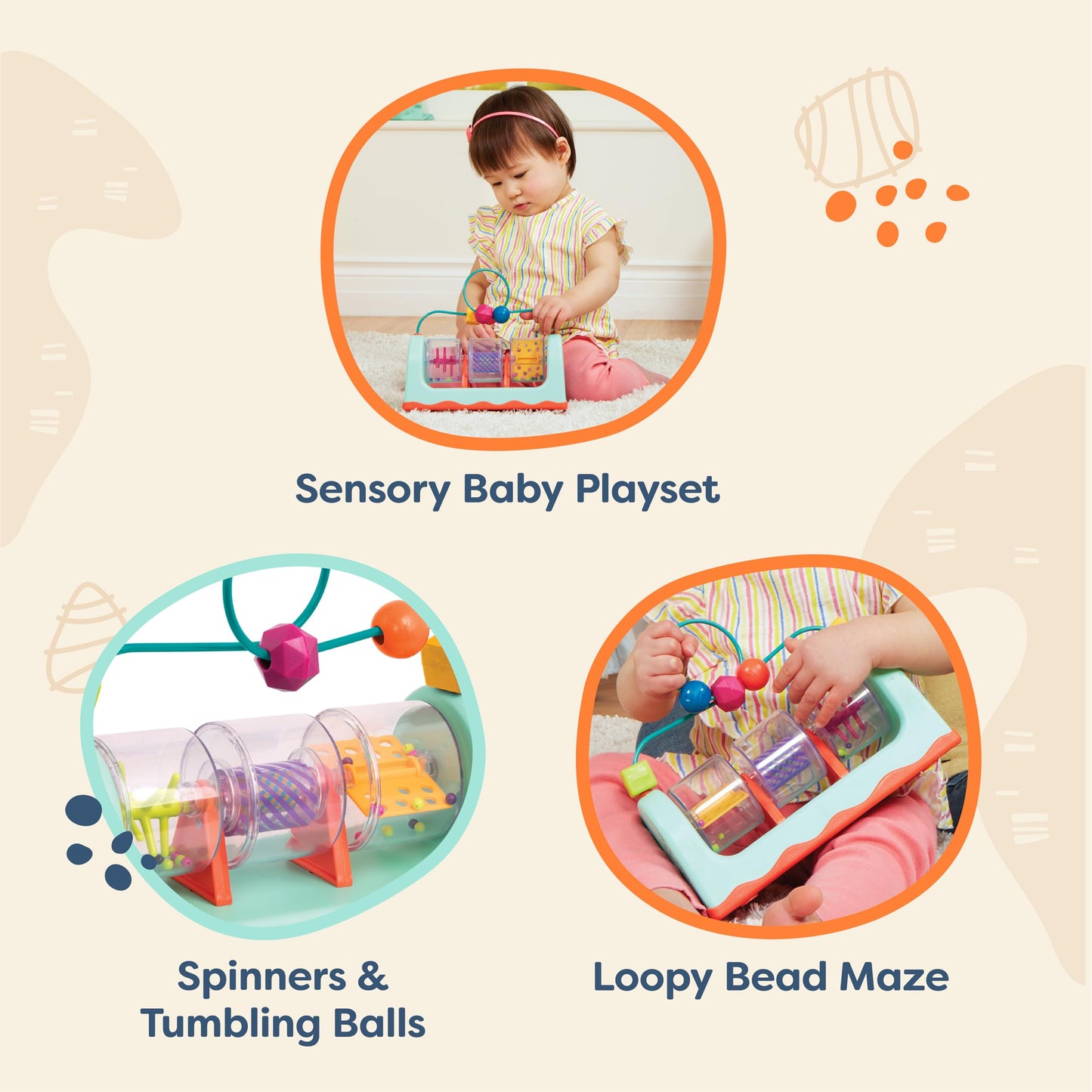B. Toys- B. Baby- Bead Maze- Baby Activity Station – Developmental Interactive Baby Toy – Balls, Spinners – Sensory Toys For Babies –Spin, Rattle & Roll- 6 Months +T