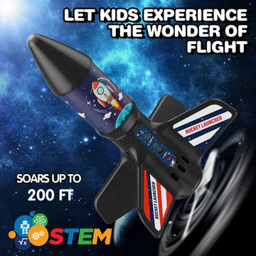 Rocket Launcher For Kids - Self-Launching 200 Ft Motorized Air Rocket Toy, Flying Kids' Play Rocket With Launch Set, Outdoor Ele