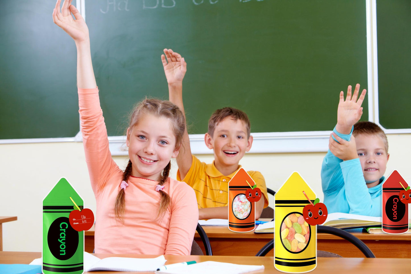 36PCS Back to School Goodie Bags Gifts Bulk: Students Teachers Party Favors, Plastic Candy Snack Crayon Treat Bag with Card, Tea