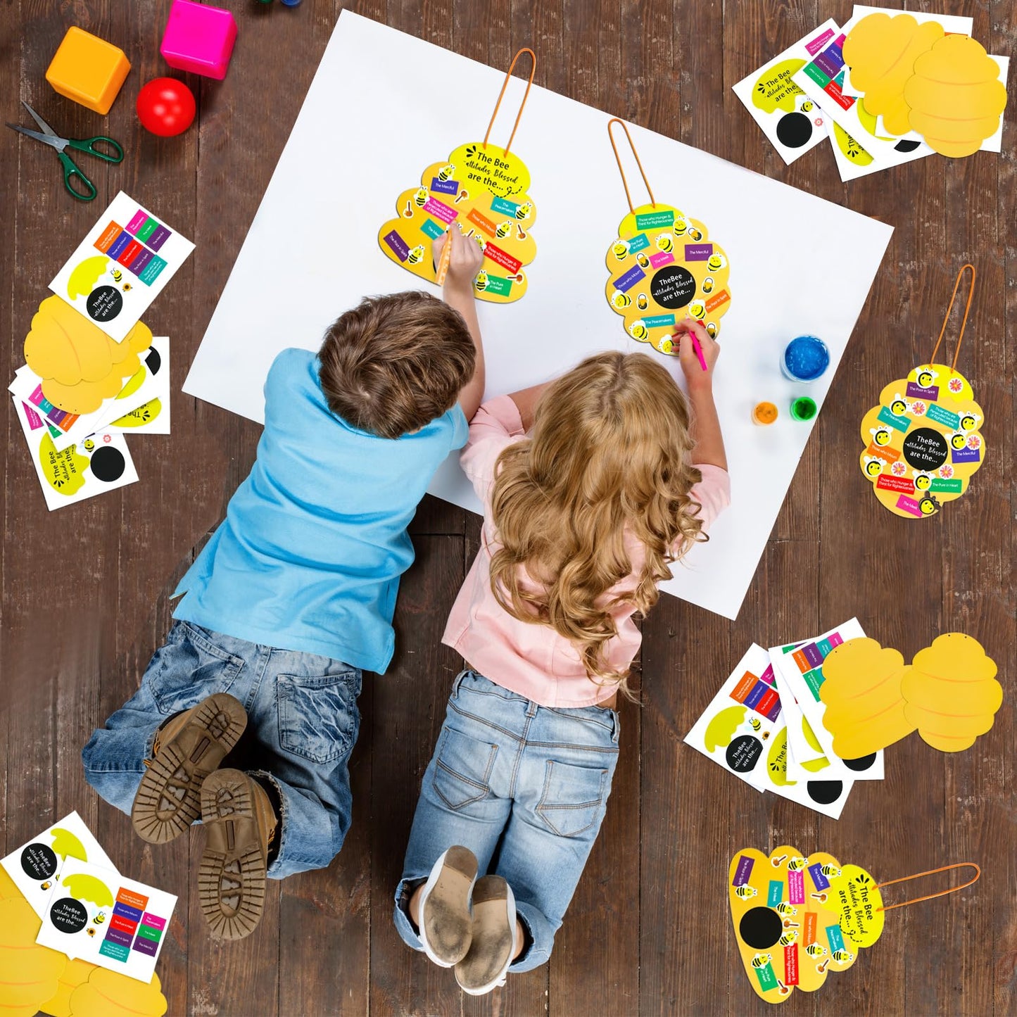 Memorywuu 24 Sets Christian Bible Crafts for Kids Bee Attitude Sign Craft Kit, Religious Crafts Sunday School VBS Crafts Beatitu