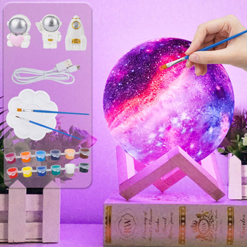 [ Update 2024] Paint Your Own Moon Lamp Kit, 5.9 Inches-Button Battery Type Diy Moon Night Light For Kids Art Supplies Creativit