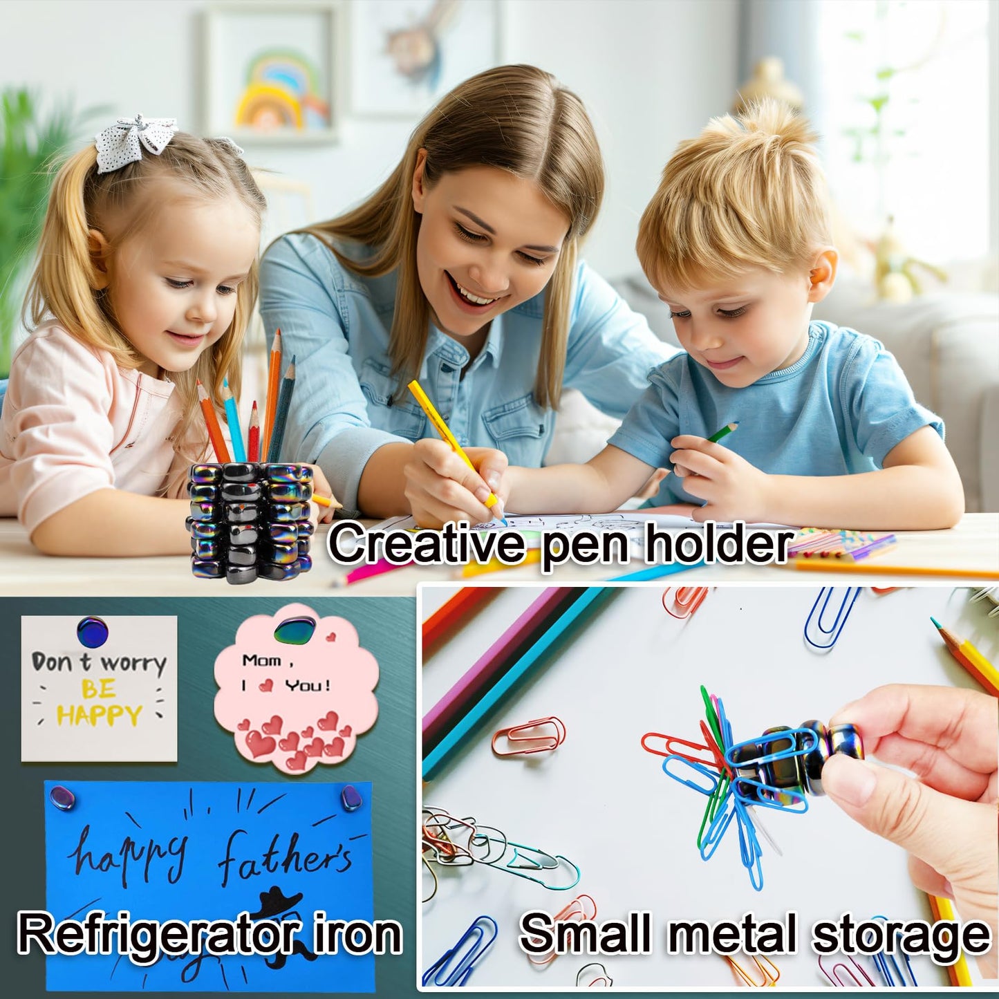 Fsfhsj 30 Pcs Large Fridge Magnets, Hematite Magnet Fidget Kit, Irregular Refrigerator Magnets For Kitchen, Diy Educational Scie