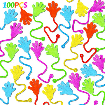 100Pcs Glitter Sticky Hands Party Favors For Kids Birthday Supplies Easter Egg Fillers Goodie Bag Stuffers Classroom Treasure Box Carnival Prizes Bulk Treat Trinkets Pinata Stuff Mini Stretchy Toys