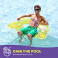 Pool Floats mature-themed [Set of 4] Inflatable Chair Floats with Cup Holders & Handles - Happy Colorful Pool Floaties - Pool Float Comes in 2 Fun Colors  Blue & Yellow  A Relaxing Floats for Swimming Pool.