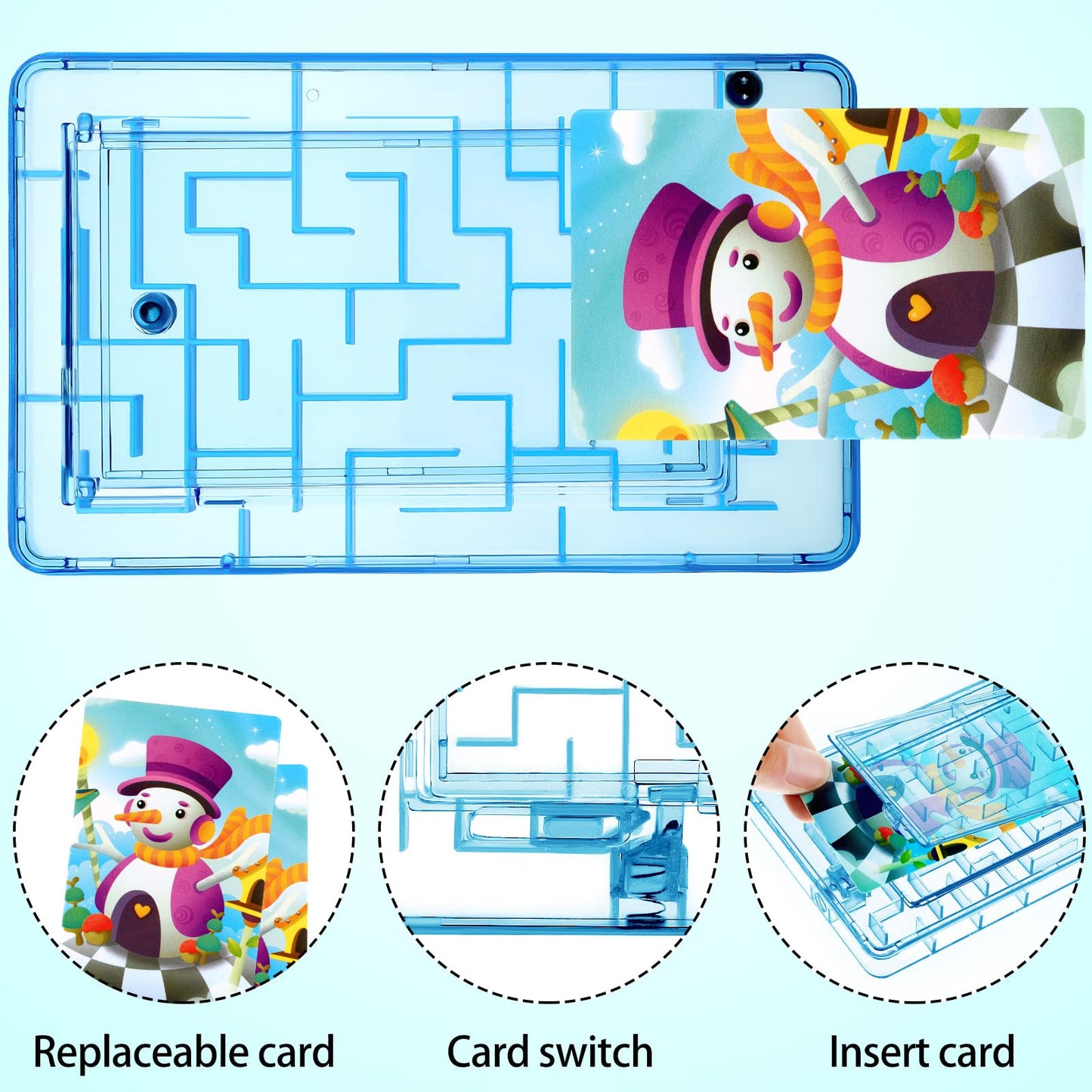 Skylety 5 Pcs Money Puzzle Box Gift Card Box Plastic Puzzle Card Holder Fun Maze Intellectual Pinball Machine Game for Teens and mature-themeds Birthday Party Favors(Blue)