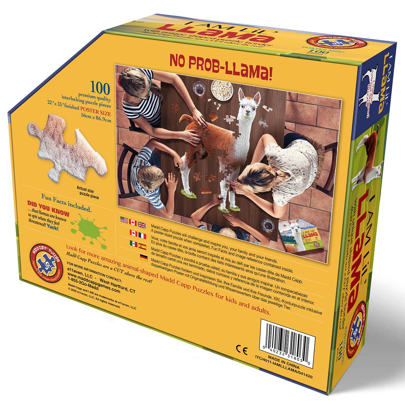 Madd Capp Puzzles Jr. - I Am Lil Llama - 100 Pieces - Animal Shaped Jigsaw Puzzle