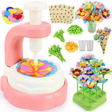 Fabric Flower Bouquet Arts Craft Kit for Kids Ages 3-12 | DIY Flower Market Toy | Educational STEM Activity, Birthday Christmas 