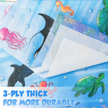 Wernnsai Ocean Party Plates And Napkins Set - 48 Pcs Ocean Theme Party Decorations For Boys Kids Under The Sea Party Tableware Set For 16 Guests Sea Animal Underwater Birthday Baby Shower Party