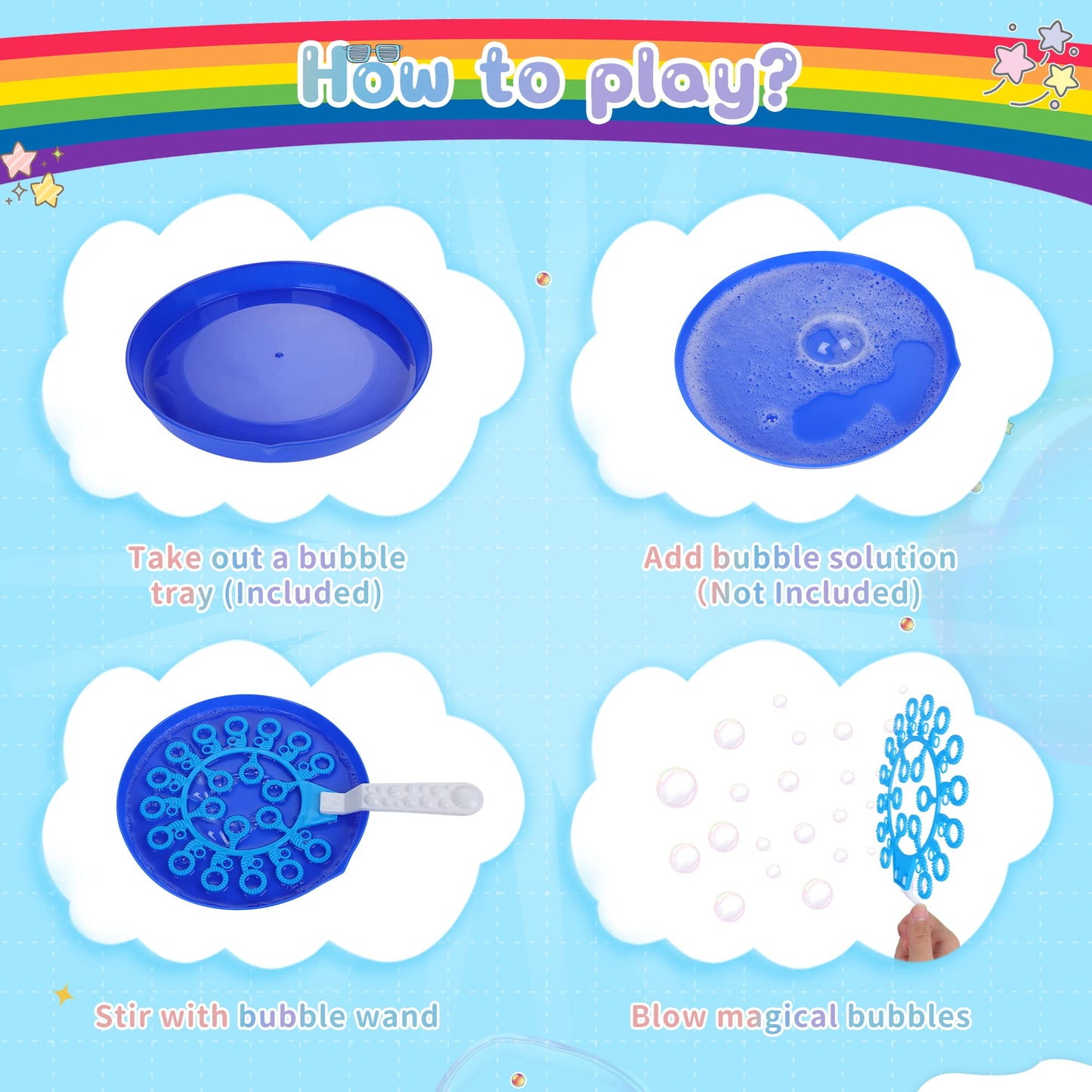 Oun Nana Bubble Wands Set, 28 Pcs Large Bubble Wands With Tray For Kids, Giant Bubble Wands Bubble Makers Bulk For Kids Summer Outdoor Bubble Party Favors