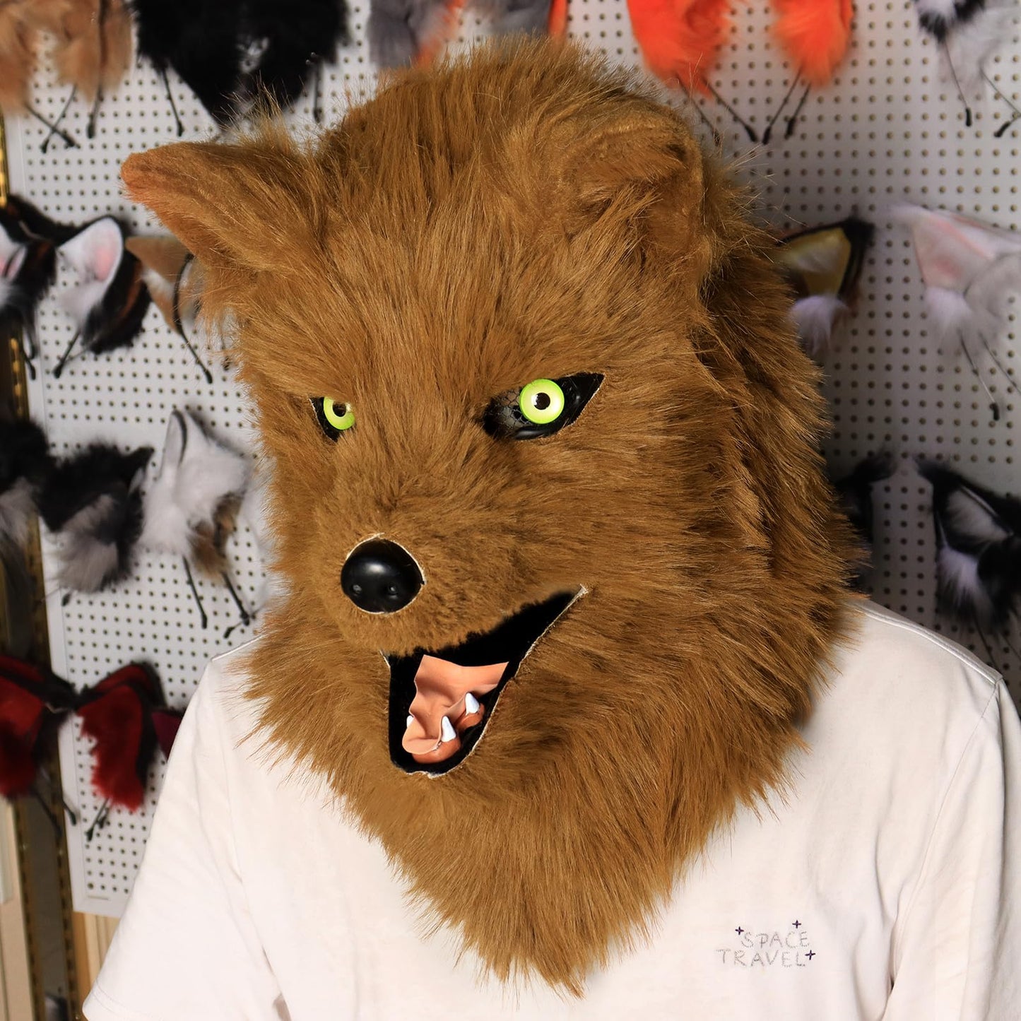 HAOAN Furry Dog Mask Animal Full Head Wolf Realistic Masks for Halloween Carnival Fancy Dress Party Cosplay Costume Women Men