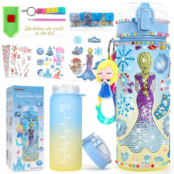PERRYHOME Decorate Your Own Frozen Water Bottle Kits for Girls, Frozen Toys for Girls Age 4-10 Painting Crafts, Fun Arts and Cra