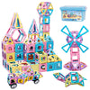 Magnetic Tiles Building Blocks Toys For Kids, 136 Pieces 3D Creative Castle Construction Magnetic Stacking Set Preschool Intelligence Stem Toys For Girls Boys Age 3Years And Up (Educational Set)