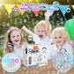 Bubble Machine for Kids Toddlers 45/360 Automatic Rotation Spherical Bubble Maker Toy with RGB Light Rechargeable Type-C Charge Bubble Blower Outdoor Wedding Party Birthday Gifts (White )