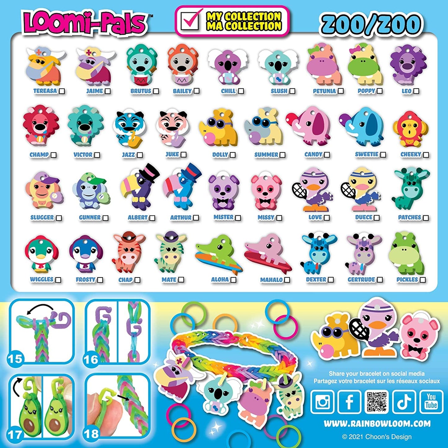 Rainbow Loom® Loomi-Pals Zoo Collectible, Features 30 Mystery Cute Zoo Themed Charms And 600 Colorful Rubber Bands All In A Resealable Bag, Great Gifts For Boys And Girls 7+