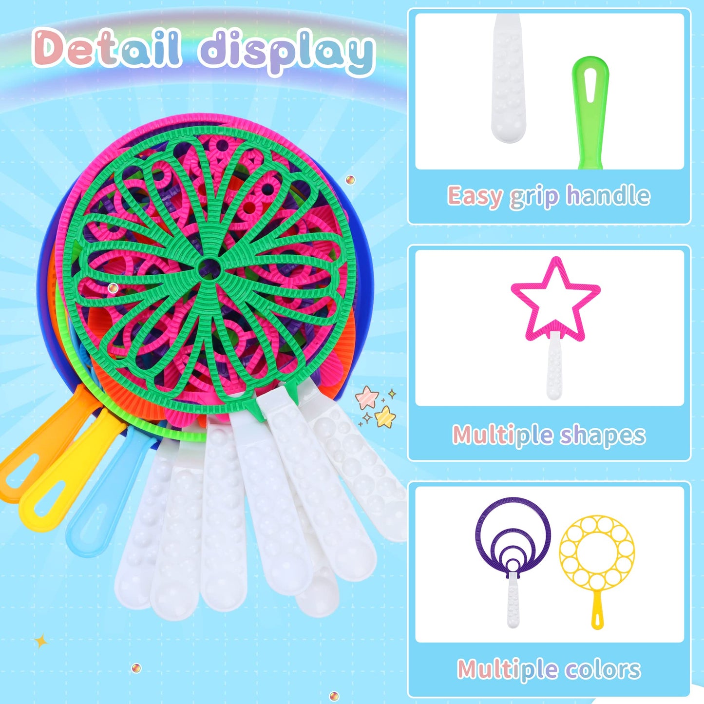 Oun Nana Bubble Wands Set, 12 Pcs Large Bubble Wands With Tray For Kids, Giant Bubble Wands Bubble Makers Bulk For Kids Summer Outdoor Bubble Party Favors