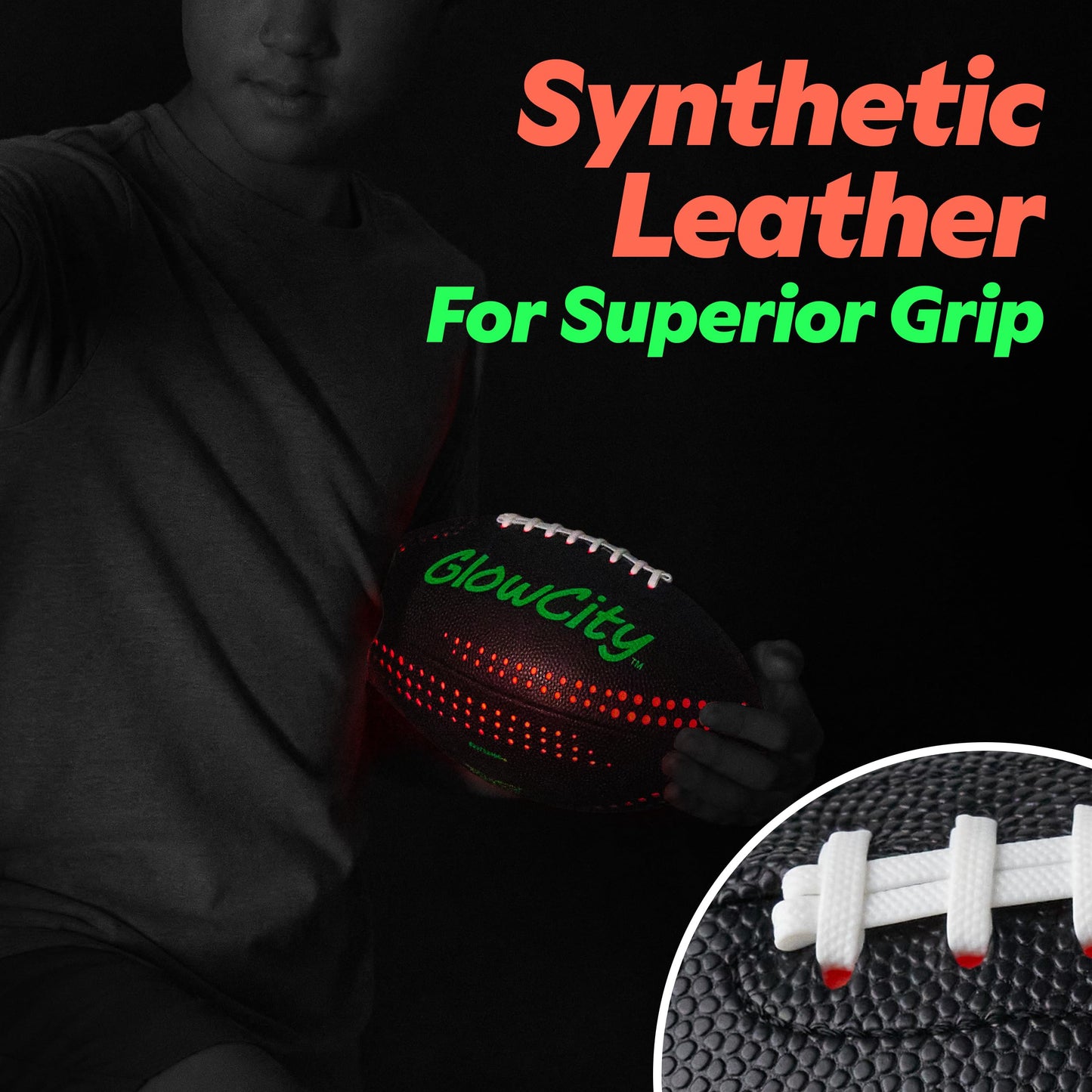 Glowcity Led Pu Football With Air Pump - Size 6 - Black