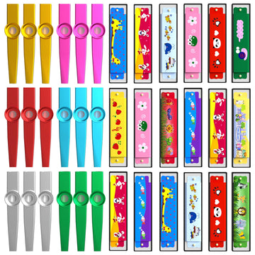 36 Pieces Operation Christmas Gifts Include 18 Pcs Harmonica Bulk Toy & 18 Pcs Multicolor Metal Kazoos Bulk for Kis Charity Part