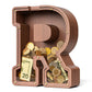 Summidate Wooden Letter Piggy Bank  Extra Thick Large Capacity Piggy Bank for Kids Boys Girls Toddler  Alphabet R Money Bank| Coin Box Birthday  Christmas  Festival