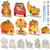 Colingmill 24 Sets Religious Fall Thanksgiving Crafts for Kids Color Your Own Wooden Fall Jesus Table Decorations DIY Thankful T
