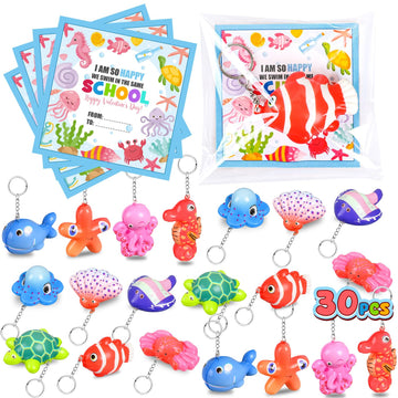 Movinpe Valentines Day Exchange Gifts For Kids Classroom School, 30 Packs Gift Cards With Cute Slow-Rising Squishies Toys Keycha